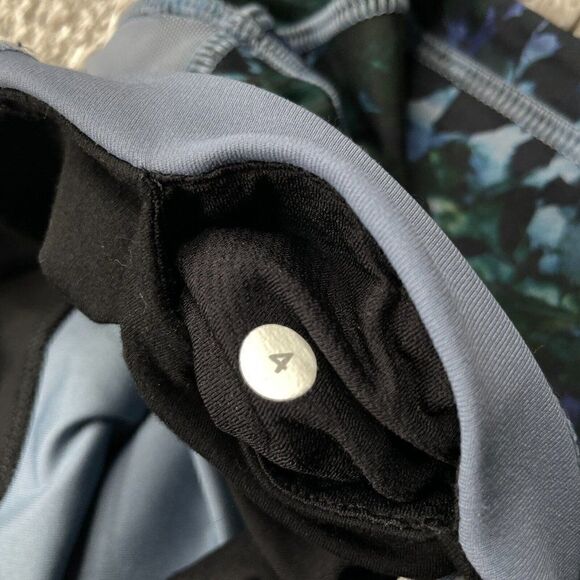 Lululemon Running In The City Mesh Panel Legging Blue Green Floral - Picture 5 of 12